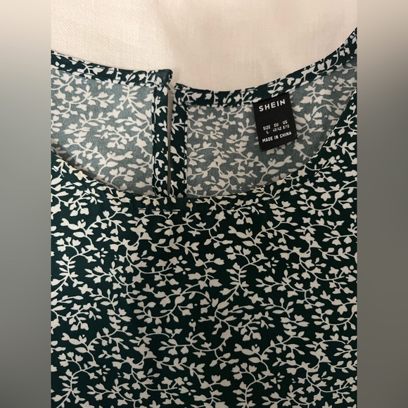 SHEIN Floral Babydoll Tiered Green Flowy Mini Dress - Picture 5 of 9